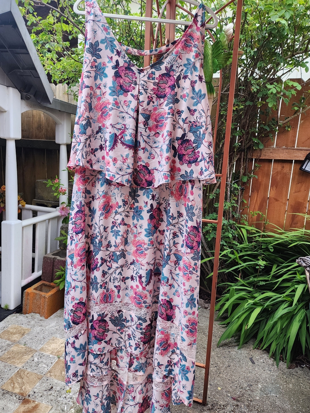 Floral Pink Tiered Maxi Dress
